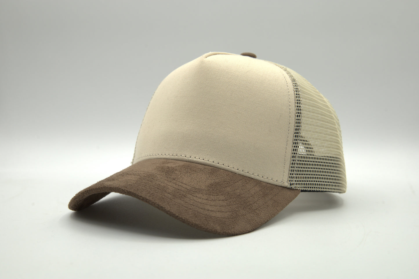 Premium Suede Brim 2-Tone Trucker Snapback