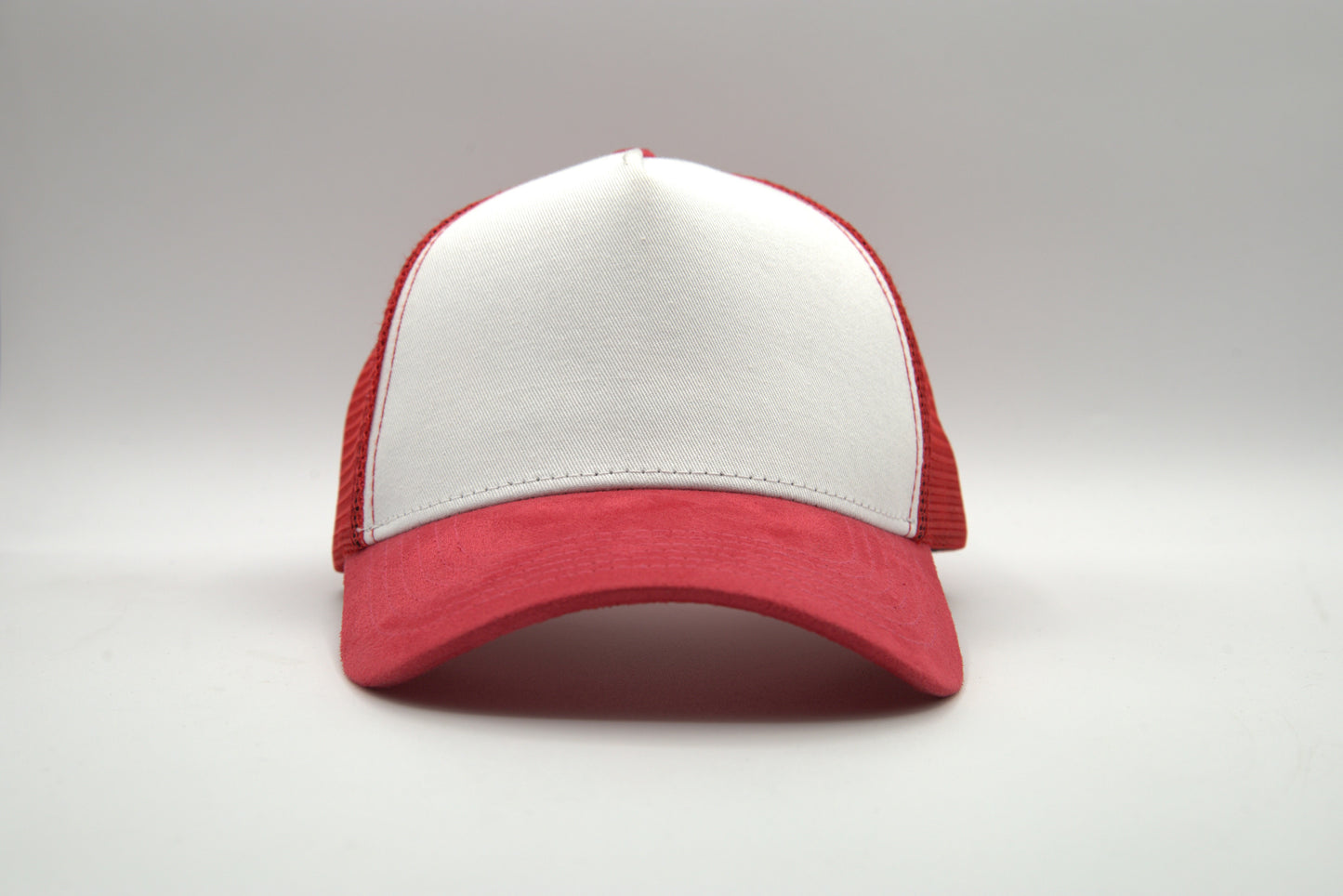 Premium Suede Brim White Front Trucker Snapback