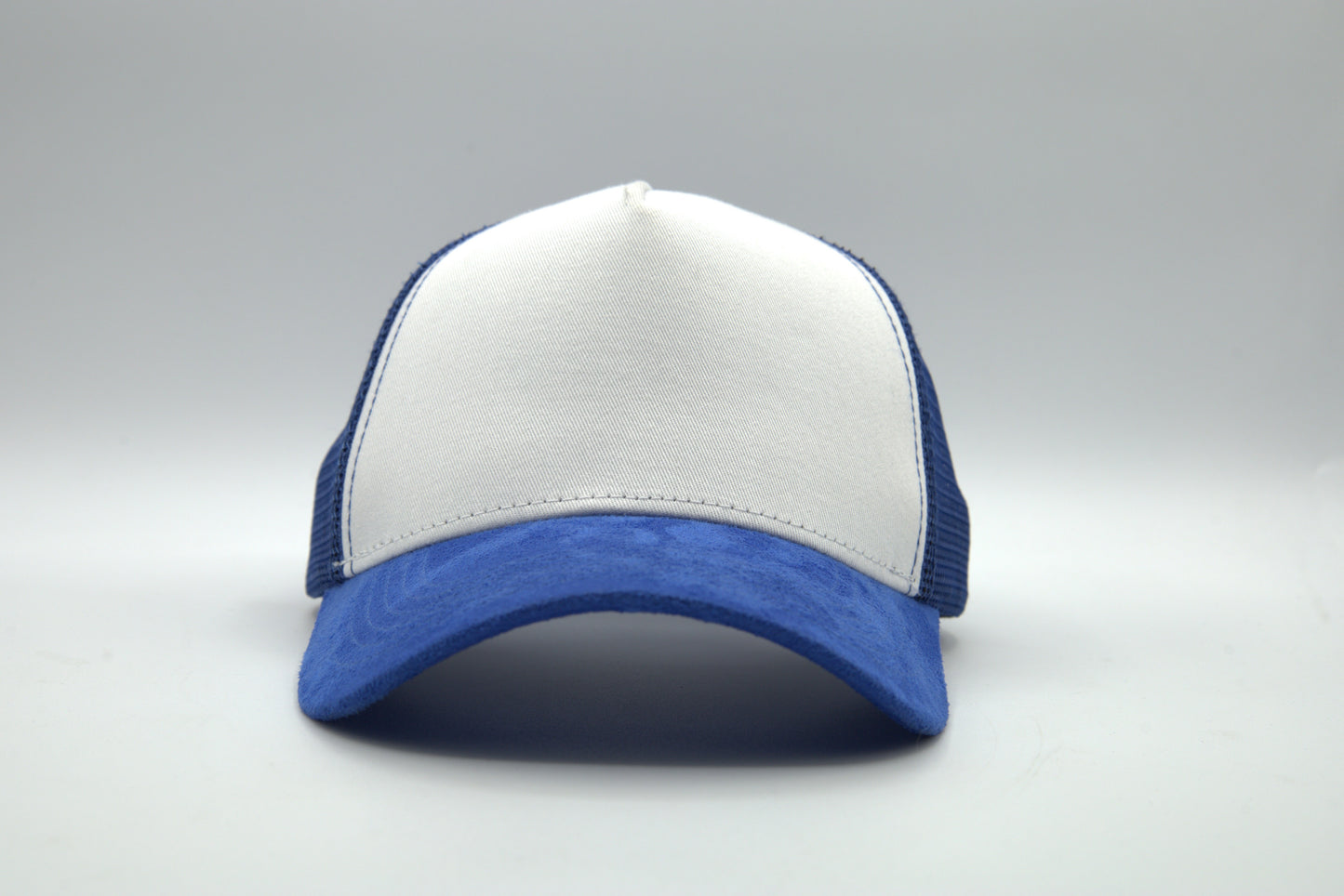 Premium Suede Brim White Front Trucker Snapback
